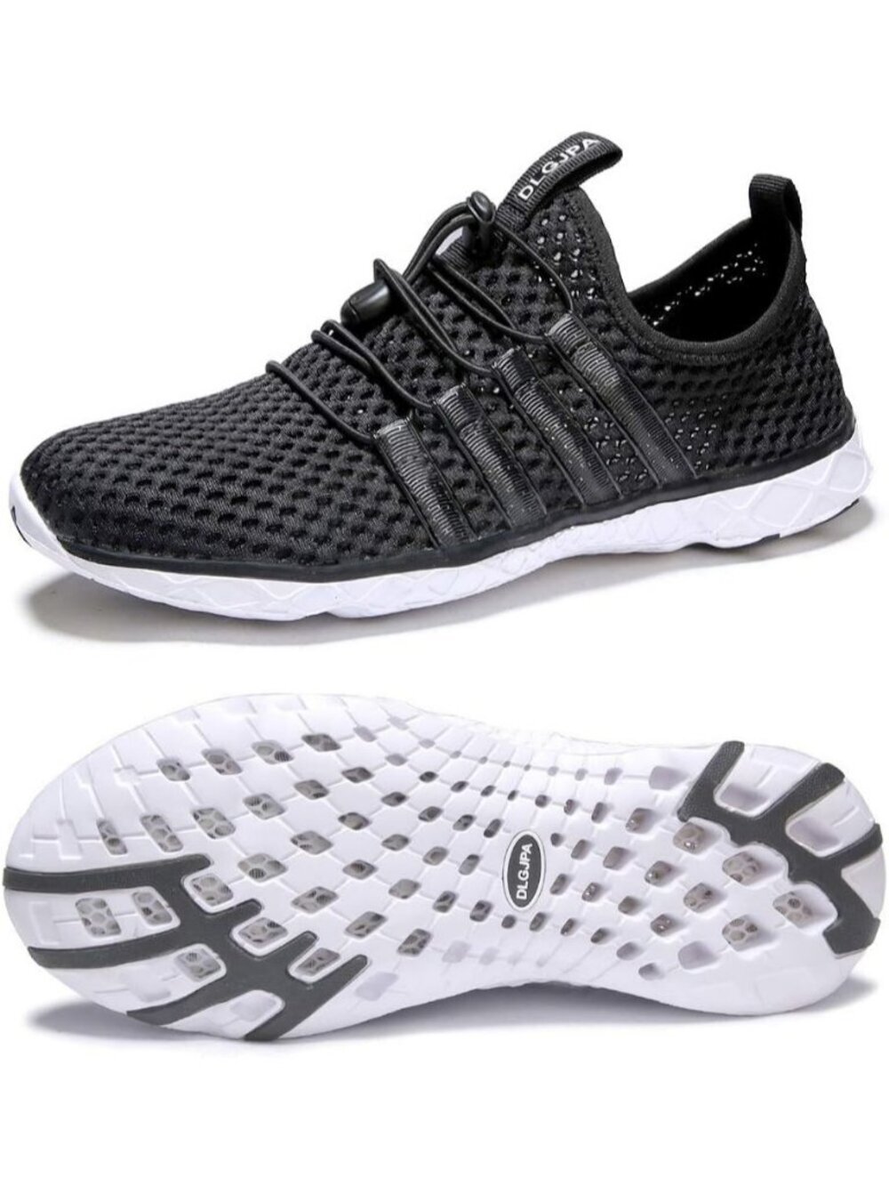 Men's Black And White Quick Drying Aqua Water Athletic Woven Walking Sneaker